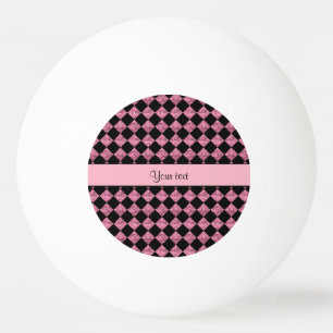 Stilvolles schwarzes u. rosa Glitzer-Schachbrett Tischtennisball