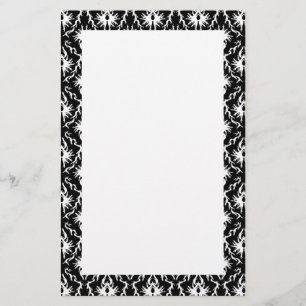 Stilvolles Schwarzweiss-Damast-Muster Briefpapier