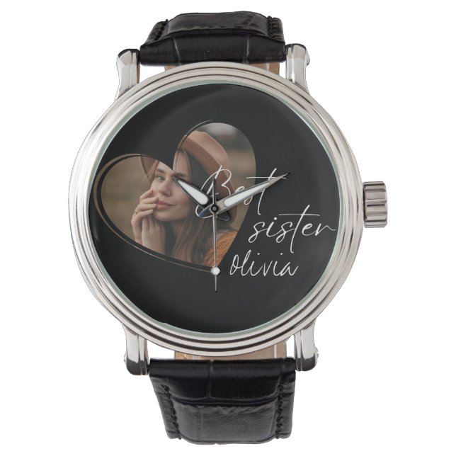 Stilvolles Schwesterhotel Elegante Modernes Schwar Armbanduhr (Vorderseite)