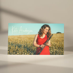 Stilvolles Script Profile Foto Musiker Black&White Visitenkarte