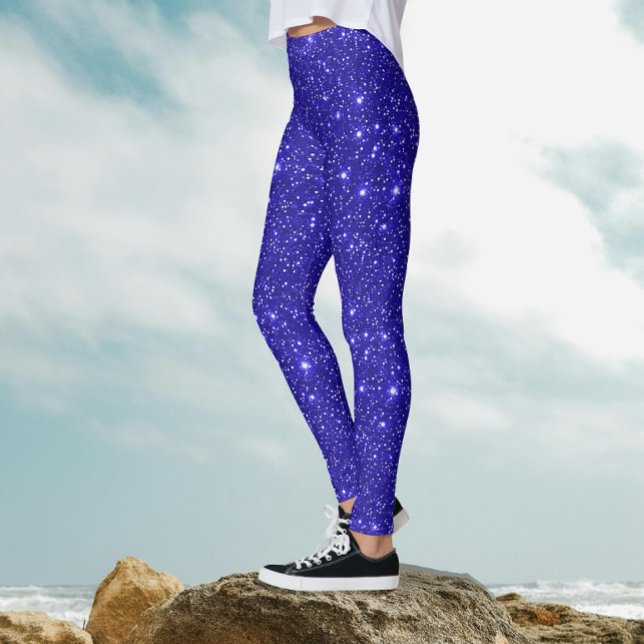 Stilvolles Shiny Cosmic Galaxy Blue Glitzer Party Leggings (Von Creator hochgeladen)