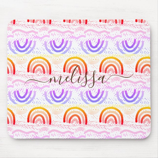 Stilvolles Signature Ombre Rainbow-Muster Mousepad (Vorne)