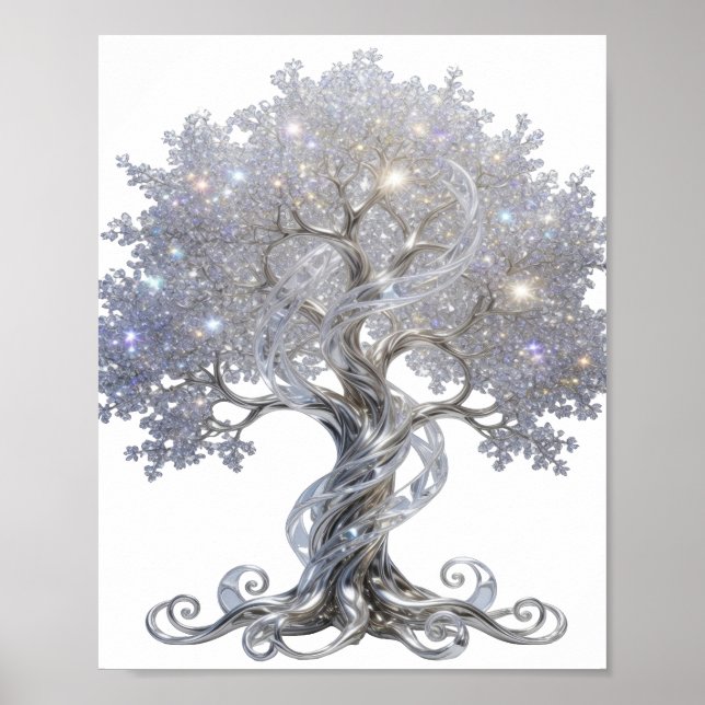 Stilvolles Silber ABSTRACT ART Design Poster (Vorne)
