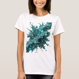 Stilvolles Silber BLAUE JUWELEN IM WASSERSPLASH T-Shirt