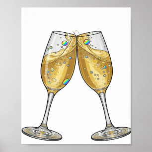 Stilvolles Silber CHEERS Modernes Design Poster