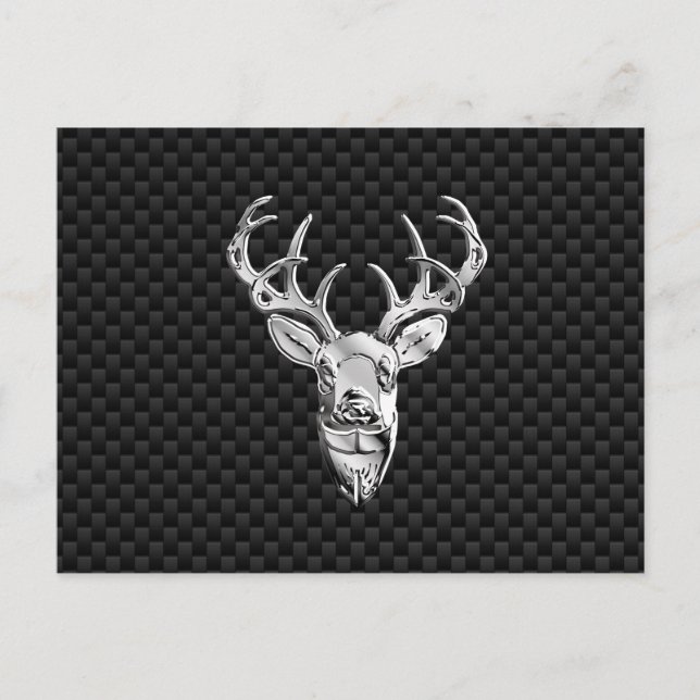 Stilvolles Silber Deer on Carbon Print Postkarte (Vorderseite)