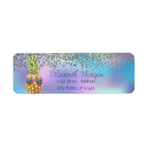 Stilvolles Silber Diamanten Ananas Holografisch 