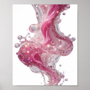Stilvolles Silber GLAMOURÖSES FLÜSSIGES Künstleris Poster