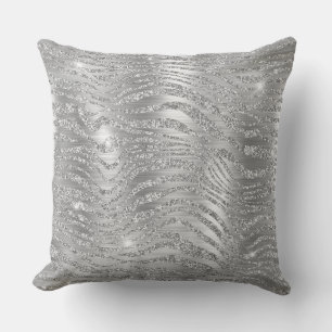 Stilvolles Silber-Glitter-Wild-Zebrastreifen-Muste Kissen