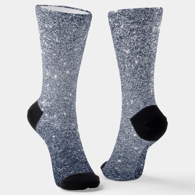 Stilvolles Silber-Grau-Glitter-Design Socken (Gewinkelt)