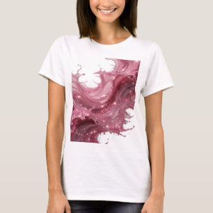 Stilvolles Silber-Rot-Flüssigkeitsspritzer-Slogan- T-Shirt