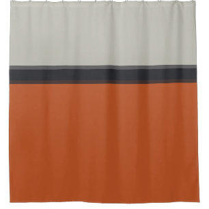Stilvolles, silbergraues Navy Orange Red Stripe Mu Duschvorhang