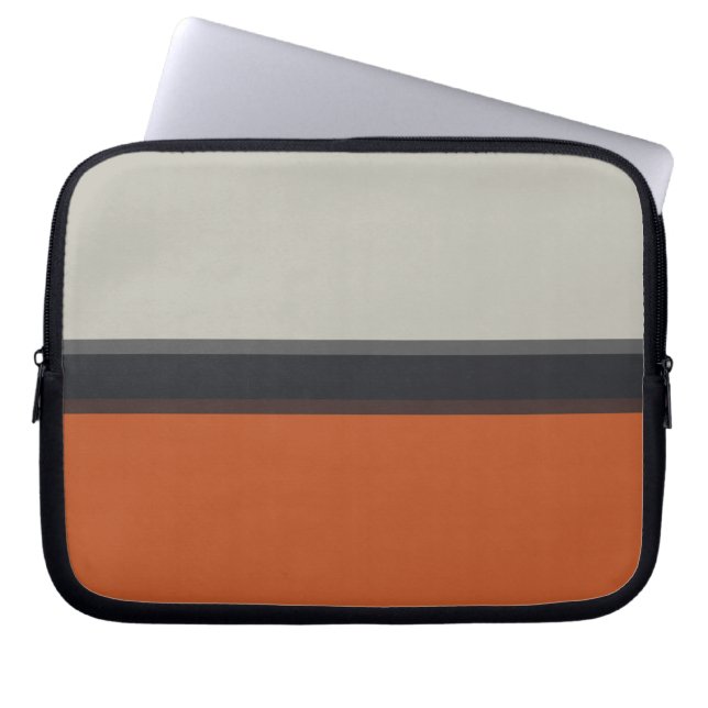 Stilvolles, silbergraues Navy Orange Red Stripe Mu Laptopschutzhülle (Vorderseite)