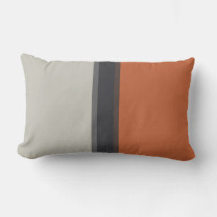 Stilvolles, silbergraues Navy Orange Red Stripe Mu Lendenkissen