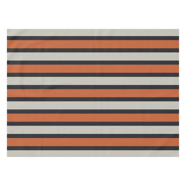 Stilvolles, silbergraues Navy Orange Red Stripe Mu Tischdecke (Vorderseite (Horizontal))