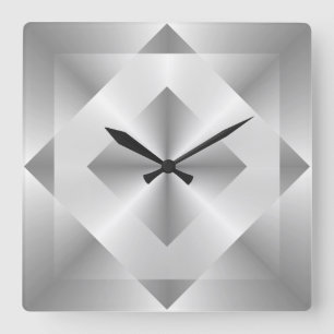 Stilvolles silbernes geometrisches Muster Quadratische Wanduhr