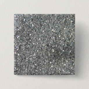 Stilvolles silbernes Glitzerglitz-Foto Button
