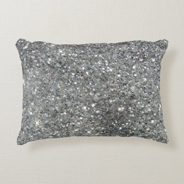 Stilvolles silbernes Glitzerglitz-Foto Dekokissen (Vorderseite)