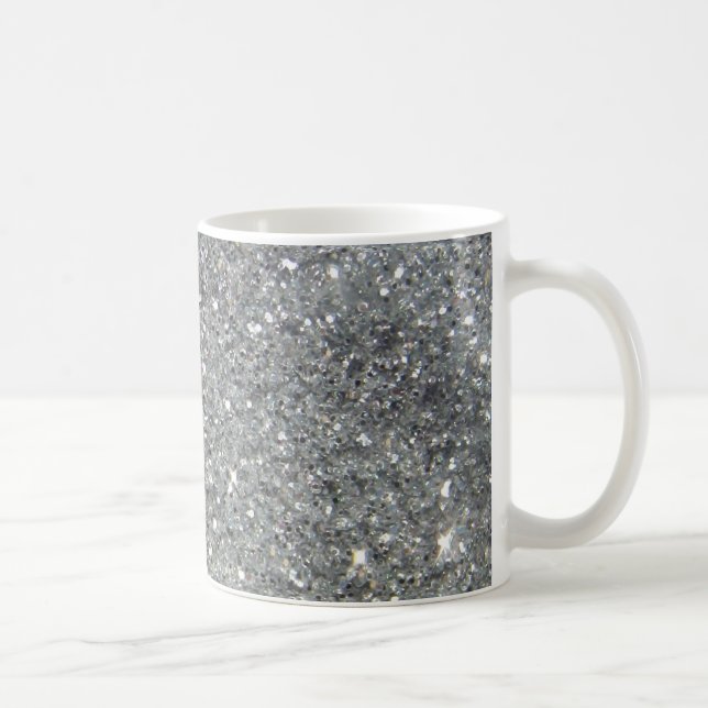 Stilvolles silbernes Glitzerglitz-Foto Kaffeetasse (Rechts)