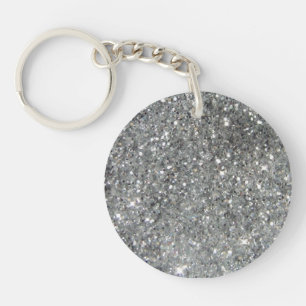 Stilvolles silbernes Glitzerglitz-Foto Schlüsselanhänger