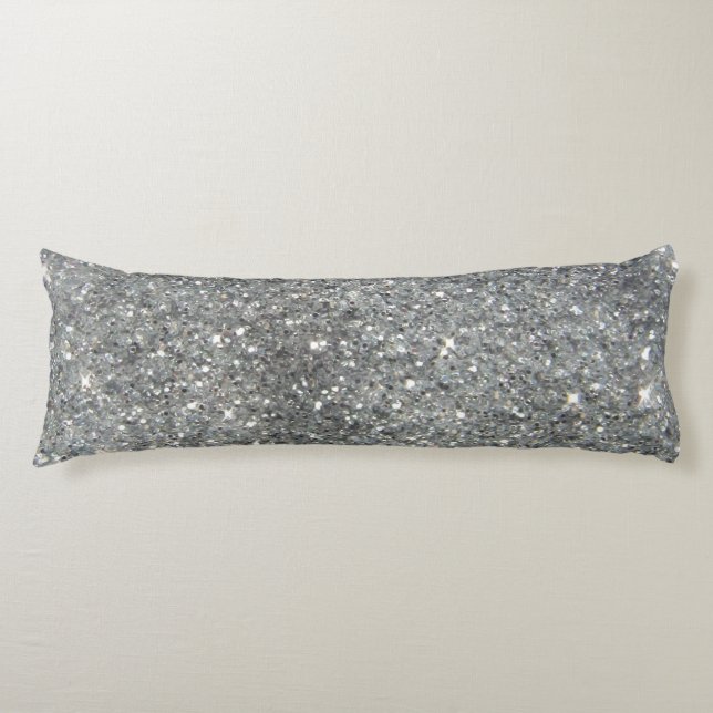 Stilvolles silbernes Glitzerglitz-Foto Seitenschläferkissen (Vorderseite)