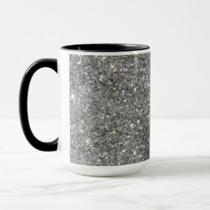 Stilvolles silbernes Glitzerglitz-Foto Tasse
