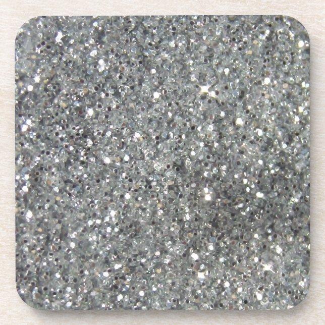 Stilvolles silbernes Glitzerglitz-Foto Untersetzer (Vorderseite)