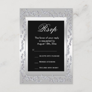 Stilvolles silbernes Hochzeit UAWG der Diamant-60. RSVP Karte