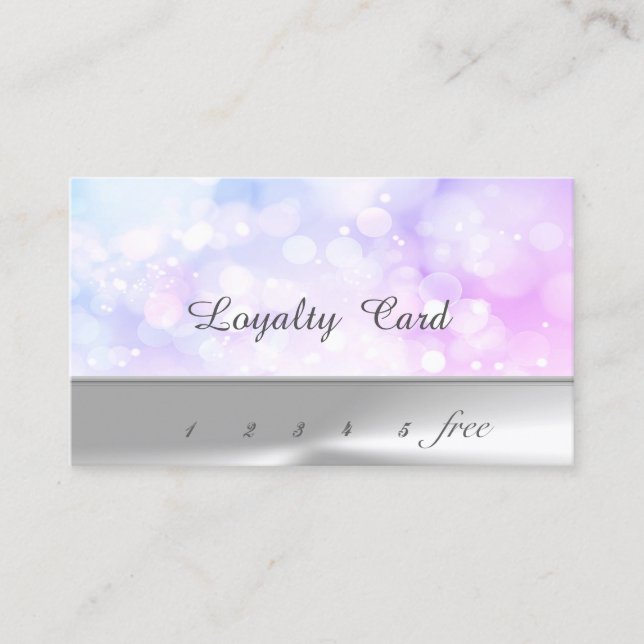 Stilvolles Silver, Bokeh Loyalty Card Treuekarte (Vorderseite)