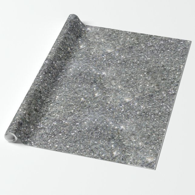 Stilvolles Silver Glitzer Glitz Foto Geschenkpapier (Ungerollt)