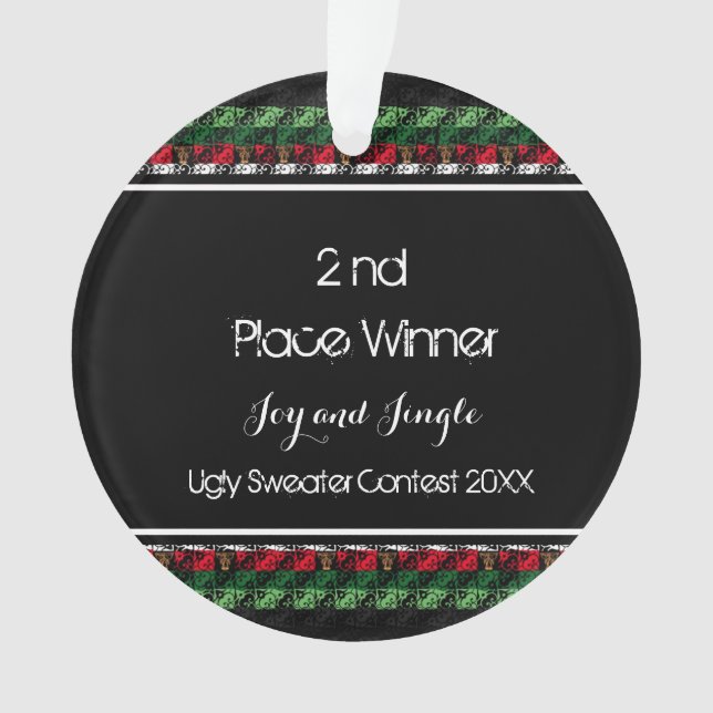 Stilvolles Silver Ugly Sweater Medallion 2. Platz Ornament (Vorderseite)
