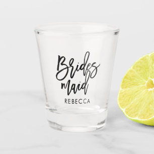 Stilvolles Skript "Brautjungfer" personalisiert Schnapsglas