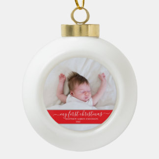 Stilvolles Skript Mein erstes Weihnachten Baby Rot Keramik Kugel-Ornament