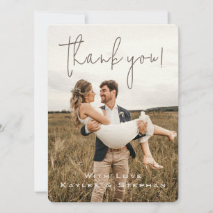 Stilvolles Skript Personalisiertes Foto Danke Kart Save The Date