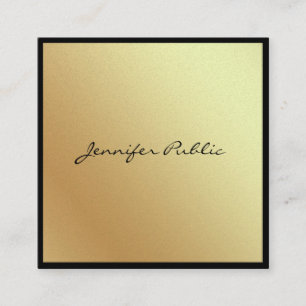 Stilvolles Skript-Schwarz-GoldTrendy Glamour-Luxus Quadratische Visitenkarte