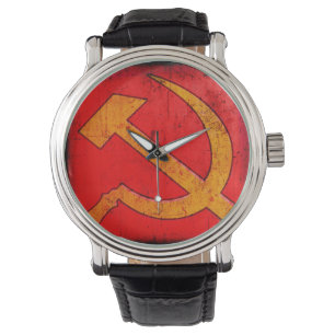 Stilvolles sowjetisches Hammer und Armbanduhr