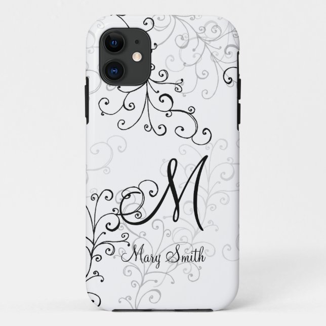Stilvolles Strudel-Gewohnheits-Monogramm Case-Mate iPhone Hülle (Rückseite)