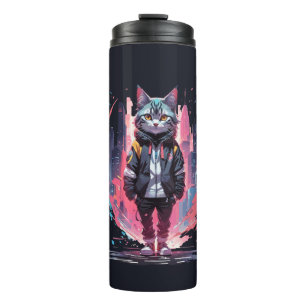 Stilvolles süßes Katzendesign Thermosbecher