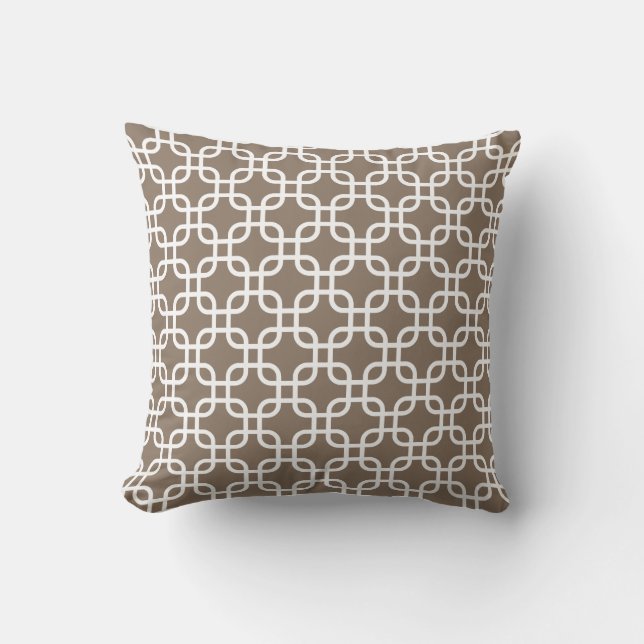 Stilvolles Taupe Links Muster Kissen (Vorderseite)
