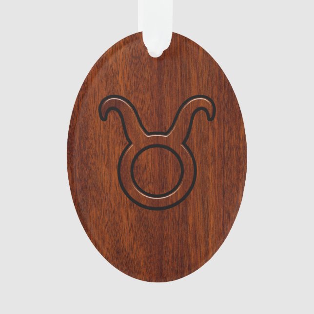 Stilvolles Taurus Zodiac-Zeichen auf Mahogany wie  Ornament (Vorderseite)