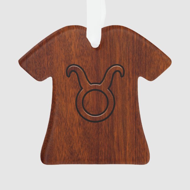 Stilvolles Taurus Zodiac-Zeichen auf Mahogany wie  Ornament (Vorderseite)
