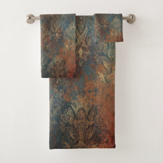 Stilvolles Teal-Kupfer-Patina    Badhandtuch Set
