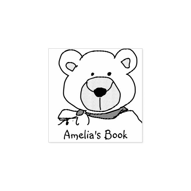 Stilvolles Teddy Bear Buchzeichen Gummistempel (Prägung)