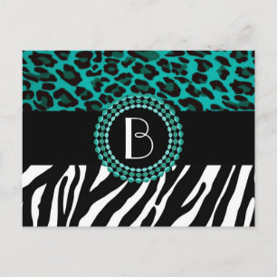 Stilvolles Tier druckt Zebra-und Leopard-Muster Postkarte