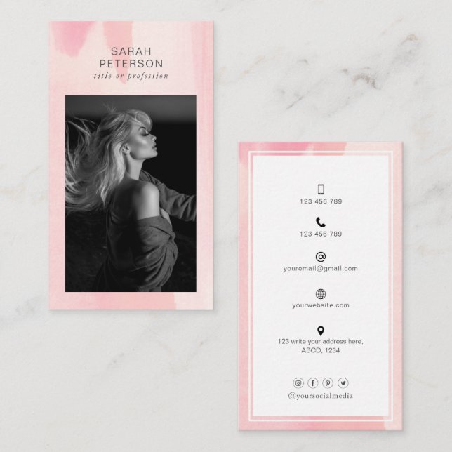 Stilvolles trendisches abstraktes Foto Visitenkarte (Vorne/Hinten)