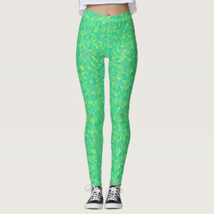 Stilvolles, trendy grün/gelb Pixel Mosaikmuster Leggings