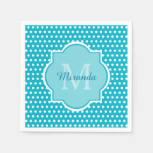 Stilvolles Türkis-Polka-Dots Monogramm mit Namen