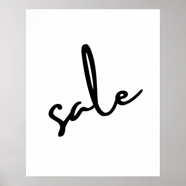Stilvolles Verkaufszeichen, Minimalistisch Schwarz Poster (Vorne)