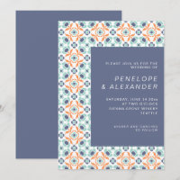 Stilvolles Verziert geometrisches Muster in Blue W