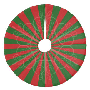 Stilvolles verziertes Schneemuster auf rotem und g Fleece Weihnachtsbaumdecke